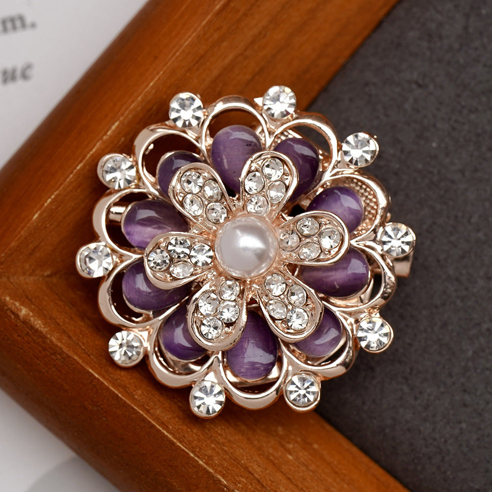 Three-Dimensional Flower Scarf Buckle Brooch – Multifunctional Elegant Accessory