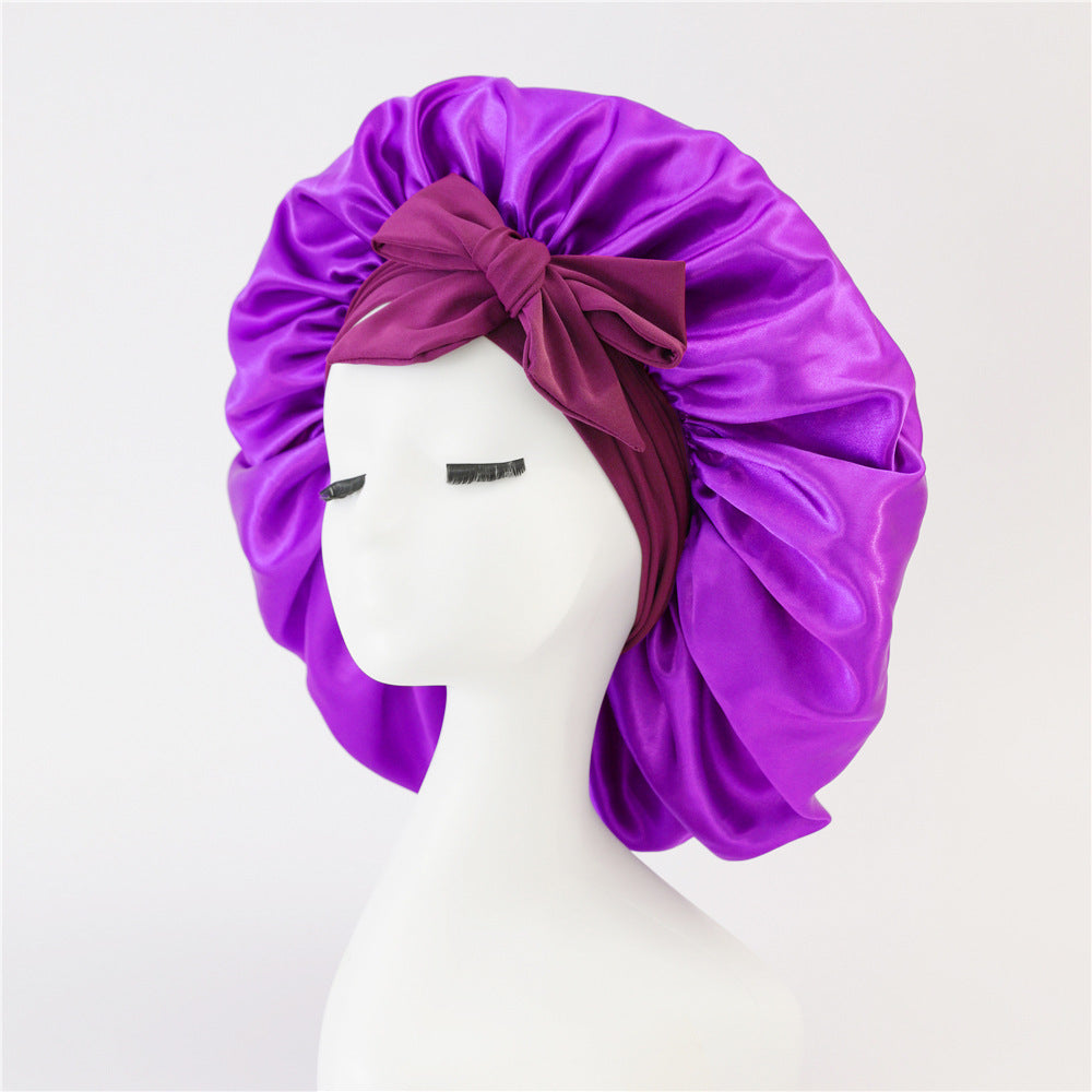 New Silk Bonnet - Women Satin Bonnet Hair Bonnet Night Sleep Cap Scarf Wrap For Curly Hair With Tie Band For Curly Hair