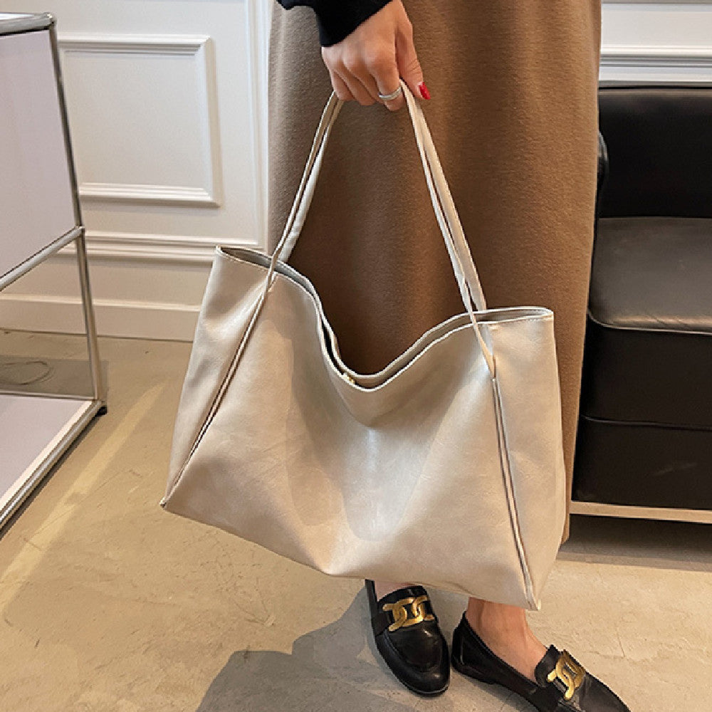 Vintage Women's Tote Bag - Athletic Casual Fashion Large Capacity Leather Shoulder Bag Shopper Harajuku Simple Handbag