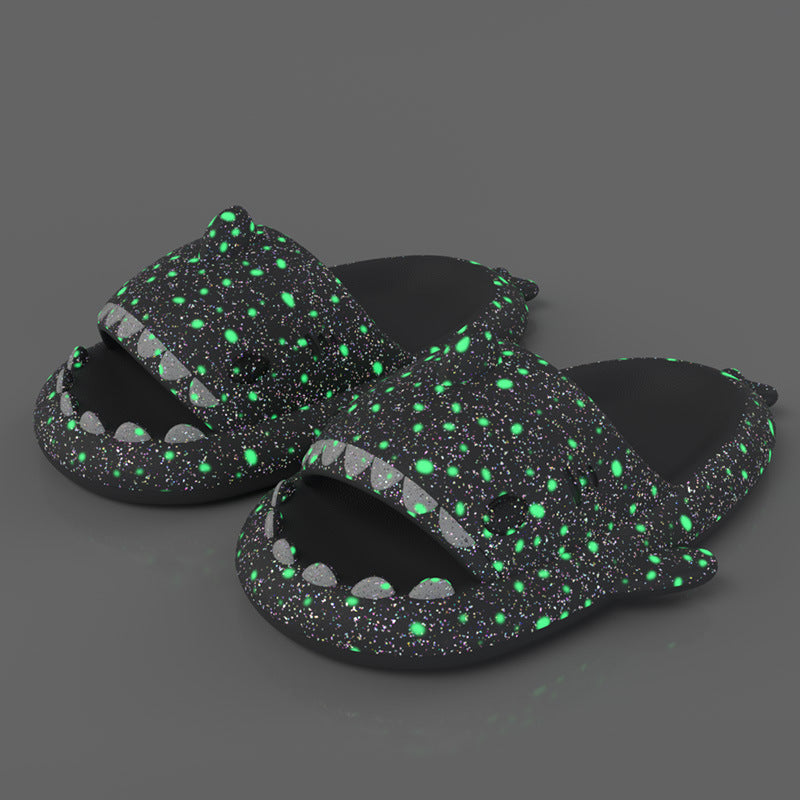 Shark Slippers With Starry Night Light - Bathroom Slippers Couple House Shoes For Women