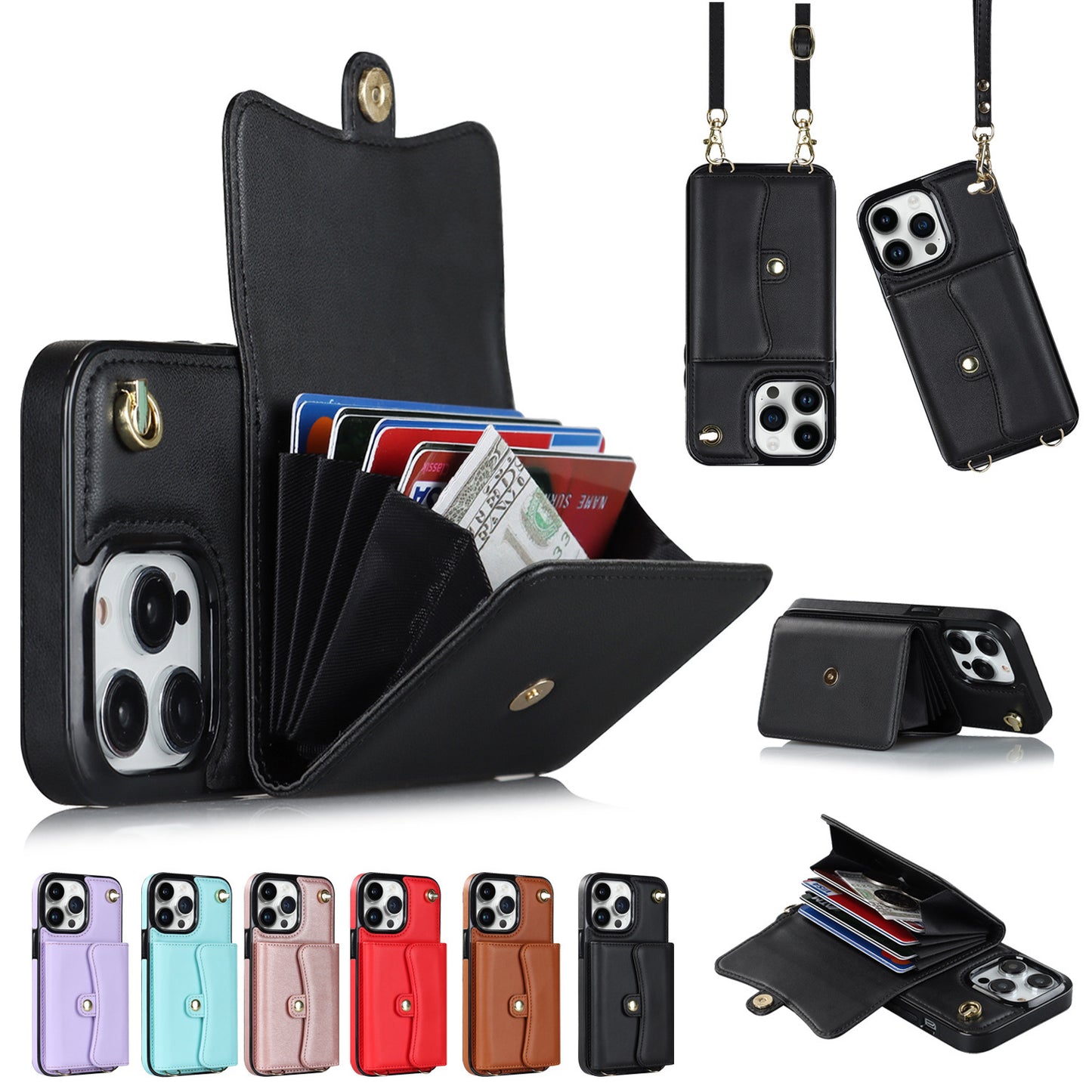 Crossbody Card Holder Phone Case - Multi-function Card Holder
