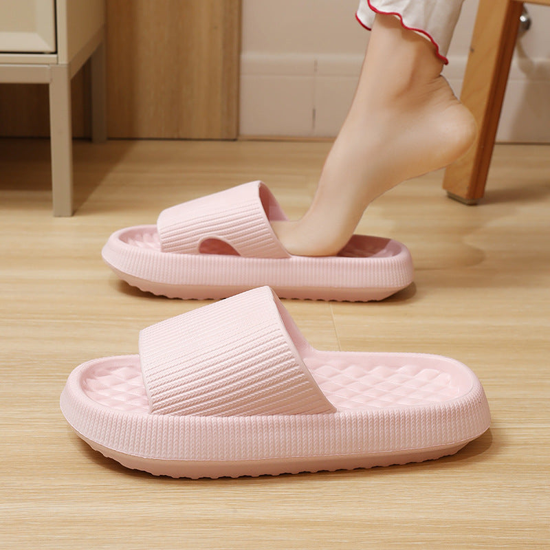 Summer EVA Slippers Solid Color Rhombus Stripe Anti-slip Slippers  - New Women's Home Shoes