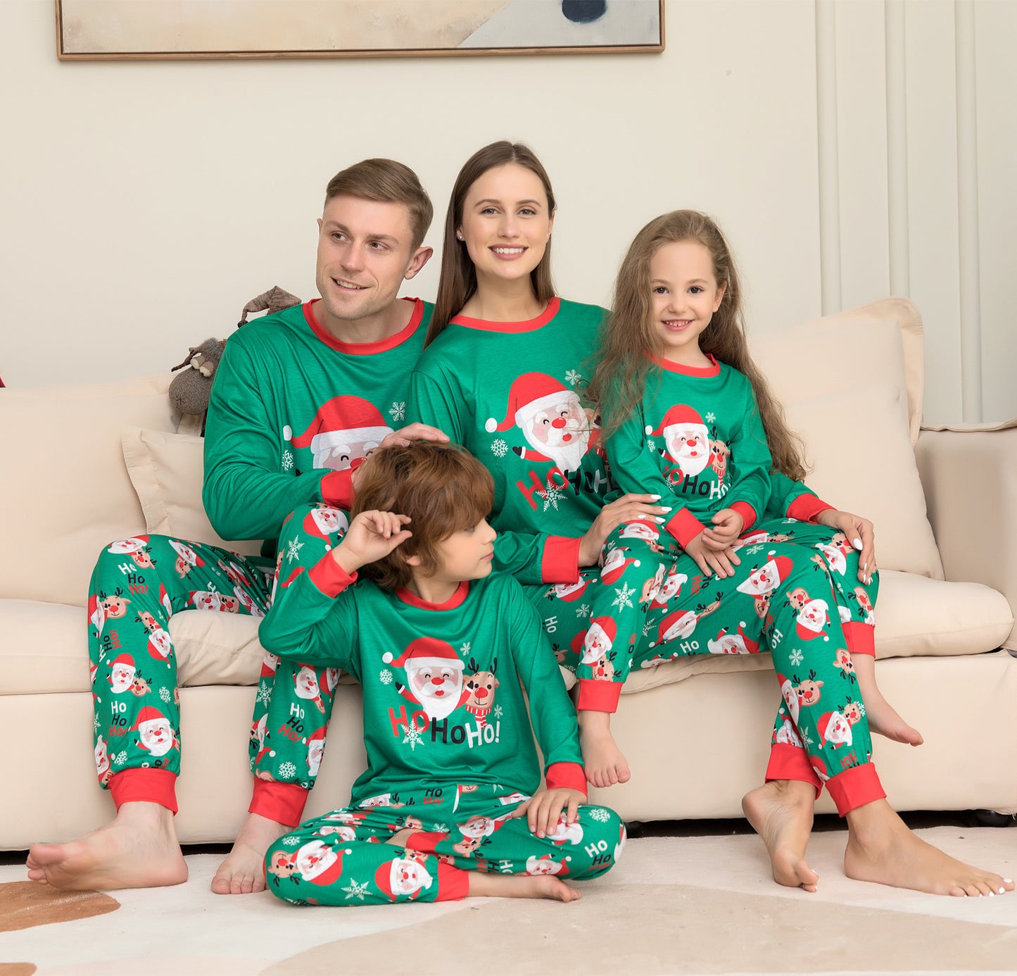 Christmas Pajamas For Family - Matching Family Christmas PJs Sets Santa Claus Printed Top Sleepwear