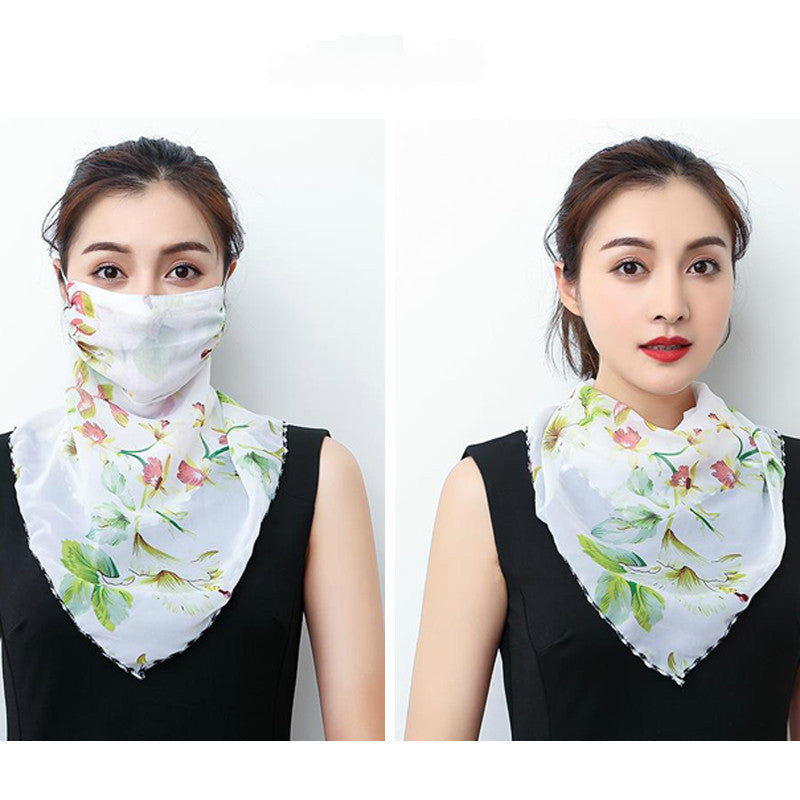 Hanging Ear Thin Face-covering Scarf - Triangle Veil Scarf