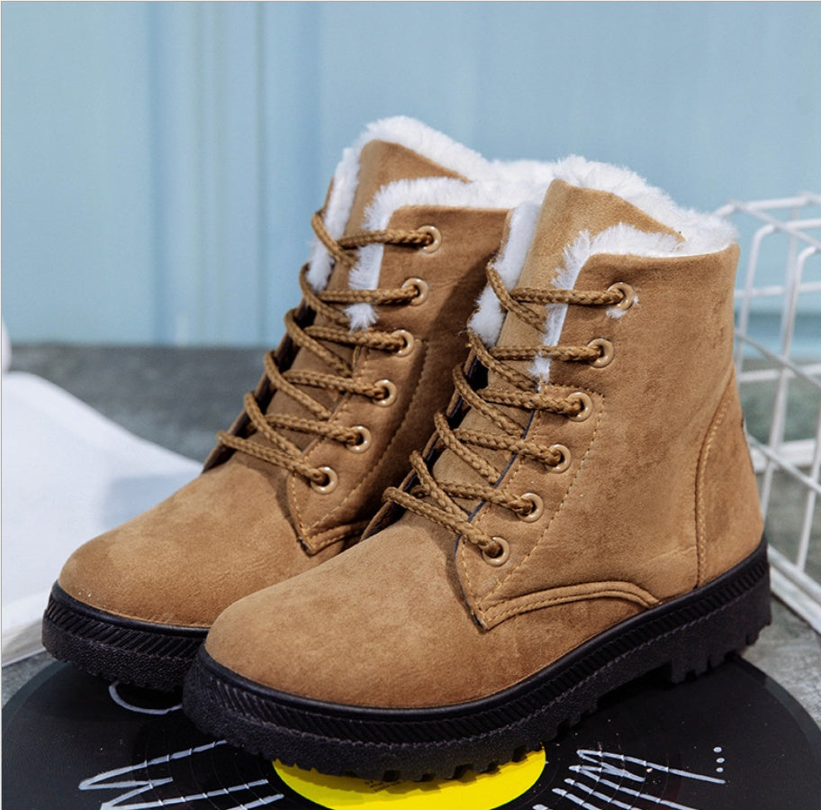 Women Snow Boots - Flat With Large Size Casual Cotton Shoes, Trend Women Vulcanized Shoes Artificial Plush
