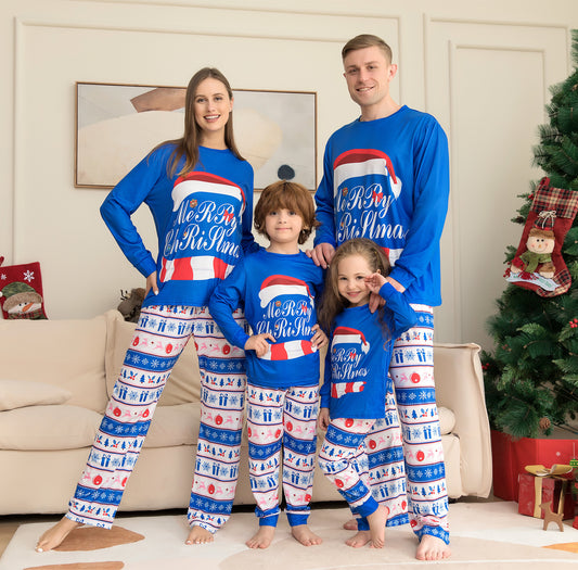 Matching Family Pajamas Sets - Christmas PJ's Letter Print Top And Plaid Pants Jammies Sleepwear