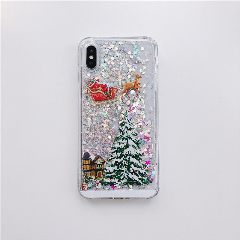 Santa Claus Christmas Tree Quicksand Shell Phone Case