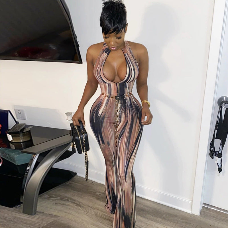 Halter Neck Printed Jumpsuit