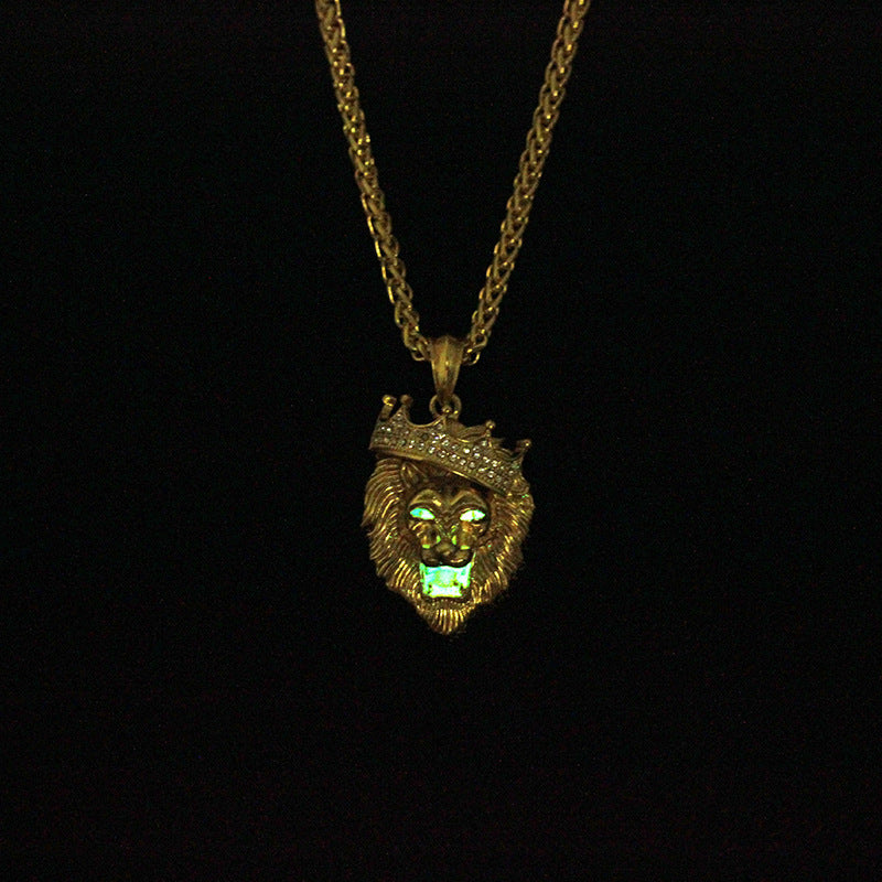 Hip-hop Luminous Necklaces - Men Unisex Gold-Plated Hip-hop Luminous Pendant