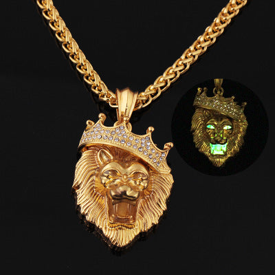 Hip-hop Luminous Necklaces - Men Unisex Gold-Plated Hip-hop Luminous Pendant