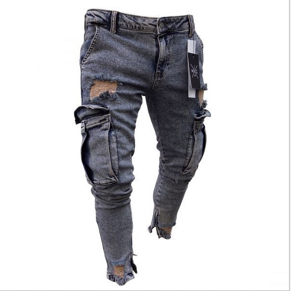 Cargo Hole Denim Jeans for Men