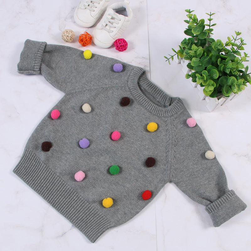 Kids Cardigan Winter Sweater - Balls Design Baby Knitted Cardigans Casual Toddler Boys Sweater Woolen Fleece Girls Sweater