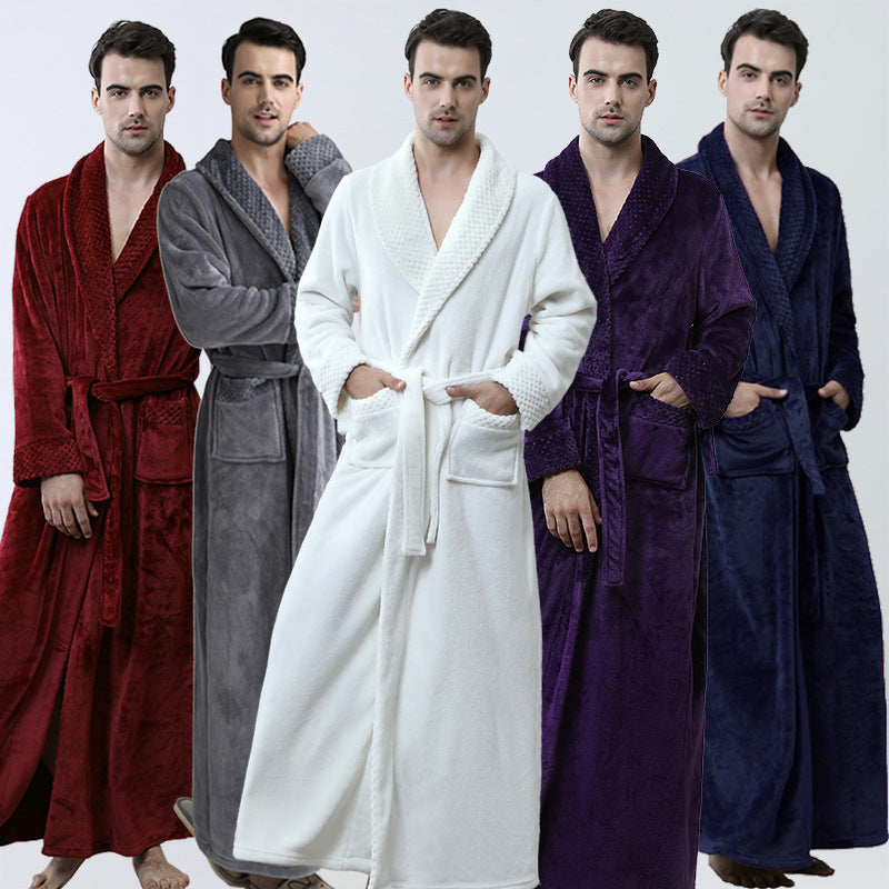 Men's Winter Coral Fleece Nightgown - Homewear Thickened Pajamas
