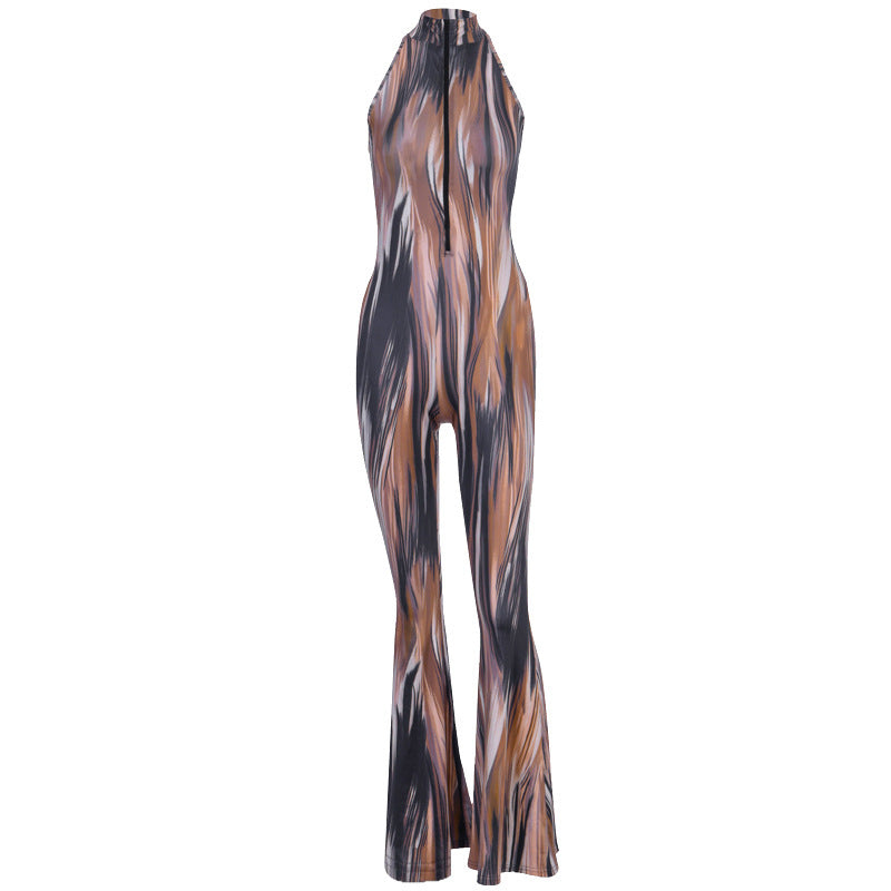 Halter Neck Printed Jumpsuit