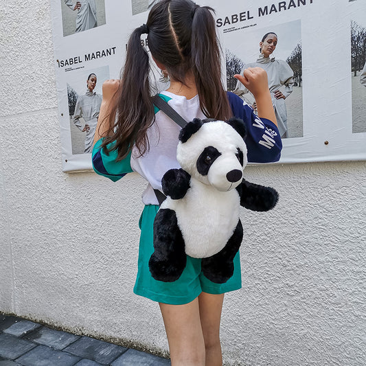 Cute Panda Small Backpack - Fashion Boys And Girls Cartoon Plush Bag