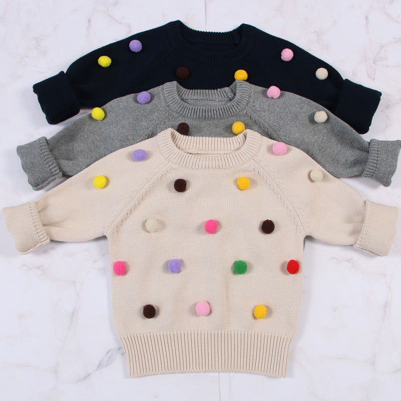 Kids Cardigan Winter Sweater - Balls Design Baby Knitted Cardigans Casual Toddler Boys Sweater Woolen Fleece Girls Sweater
