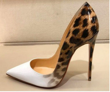 Leopard Sexy Fashion High Heels - Shallow Mouth Pointed Fine with Color Matching