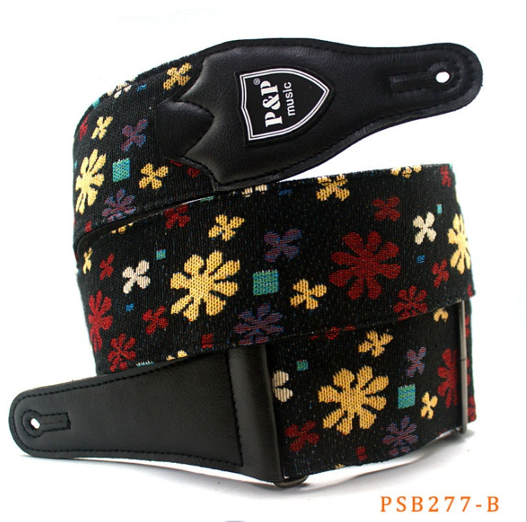 Guitar Bass Strap -- embroidery thickening and widening