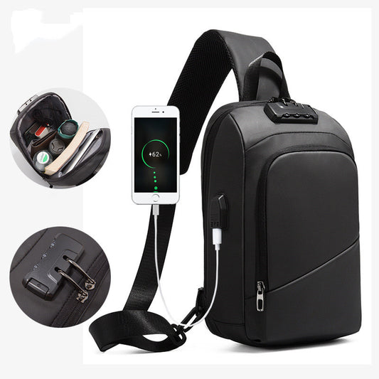 Anti-theft Lock Chest Bag-  Men Shoulder Bags USB Charging Crossbody Bags Summer Short Trip Travel Messengers Bag Unisex