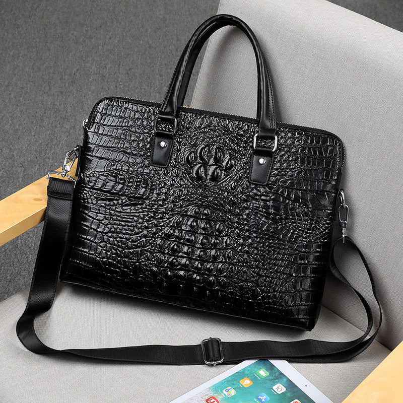 Men's New Crocodile Pattern Business Computer Bag - Shoulder Briefcase