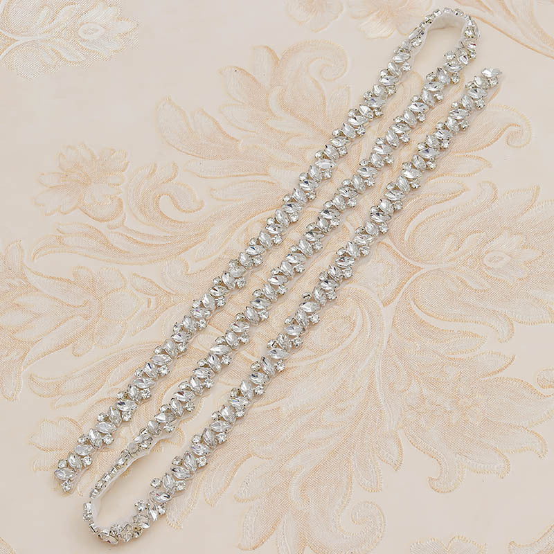 Rhinestone Applique Wedding Belt - Wedding Dress Waist Jewelry