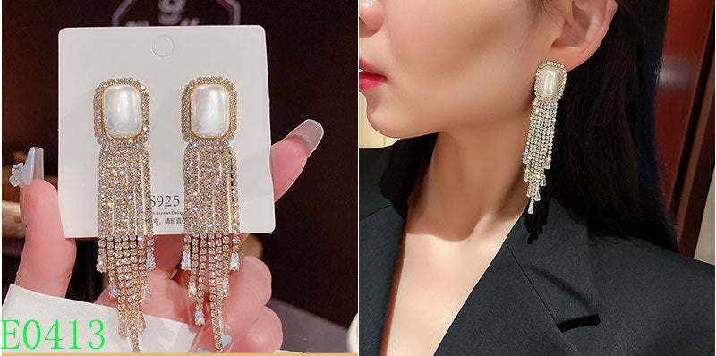 Sterling Silver Needle Light Luxury Pearl Earrings - Graceful Personality