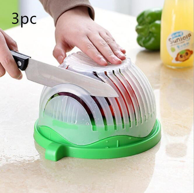 Creative 2-in-1 Salad Cutter Bowl – Fruit & Vegetable Chopper with Drain Basket! Salad Cutter, Fruit and Vegetable Cutter - JumoShop