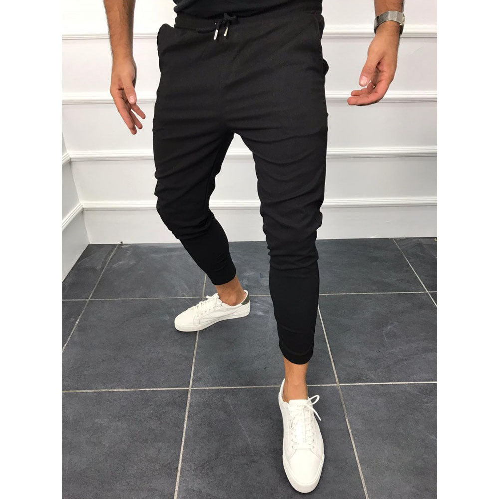 Lace-up Casual Pants - Solid Color Jogging Pants