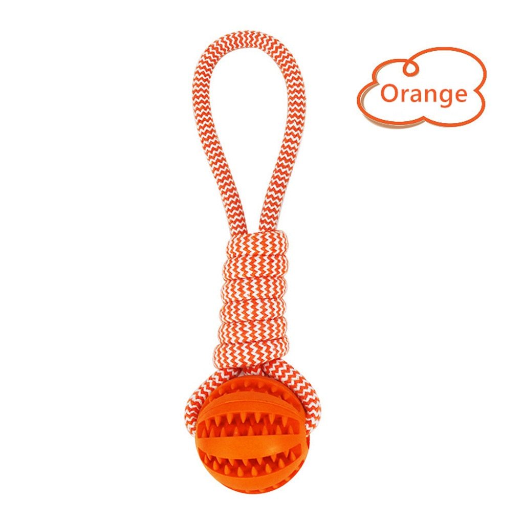 Dog Interactive Treat Rope With Rubber Leaking Balls - Dogs Chewing Bite Resistant Pet Tooth Cleaning