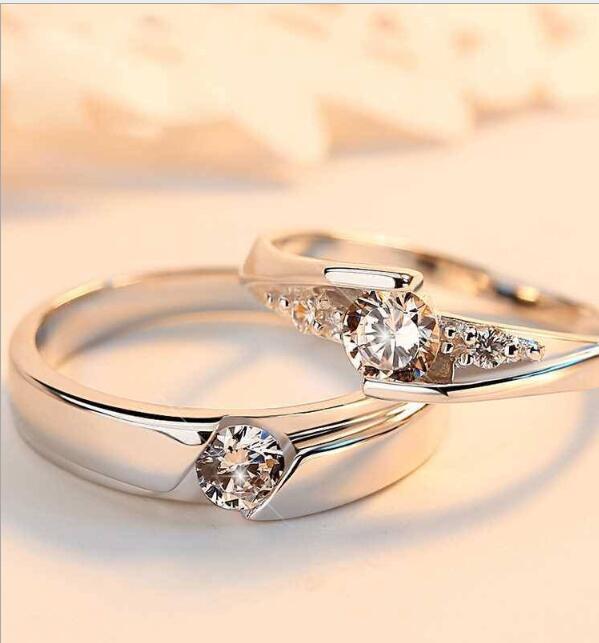 Diamond Couple Rings - 925 Silver Men and Women Marriage Rings
