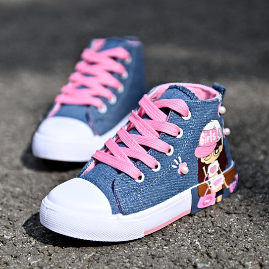 Unique Denim Canvas Girls' Sneakers