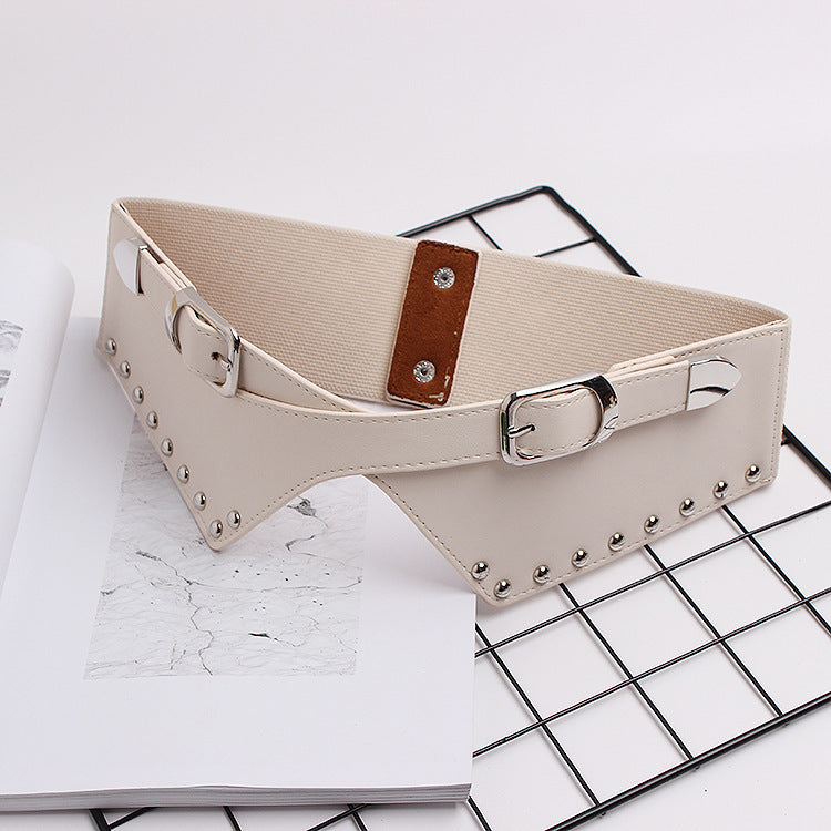 Women Skirt Belts - Decorative Dresses, Waist Closure, Elastic Elastic Rivets, Wide Belts