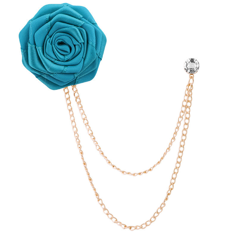 🌹Handmade Rose Brooch with Tassel – Elegant Unisex Suit Pin