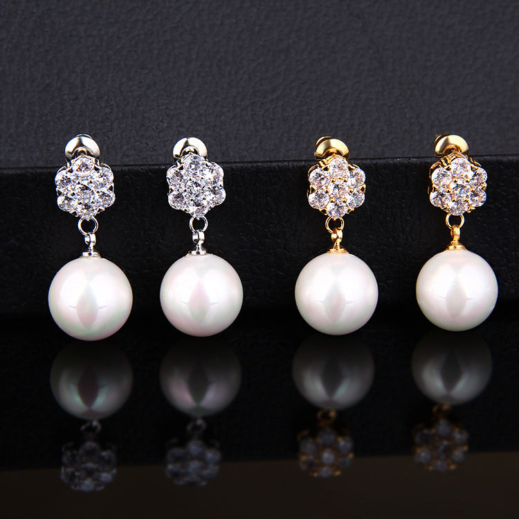 Round Pearl Long Earrings