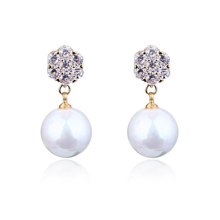 Round Pearl Long Earrings