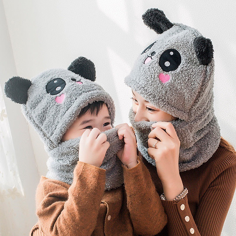 Winter One-Piece Head/Ear Panda Hat - Bib Protection  Hat