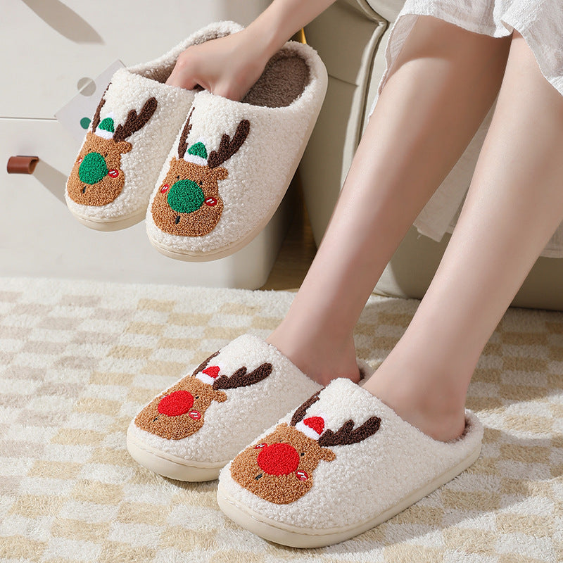 Christmas Shoes - Winter Home Slippers Elk Soft Cozy Bedroom Slipper Slip On House Shoes