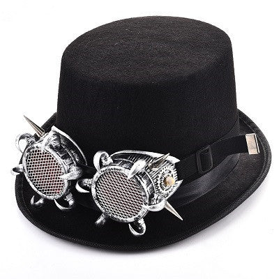 Steampunk Rivet Glasses Top Hat - Goth Punk Magic Hat Retro Clothing Accessories