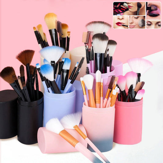 12pcs Makeup Brush Set - Blush Eyeshadow Eyelash Highlighter Makeup Brush