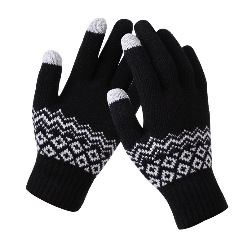 Knitted Ladies Jacquard Touch Screen Warm Fashion Winter Gloves