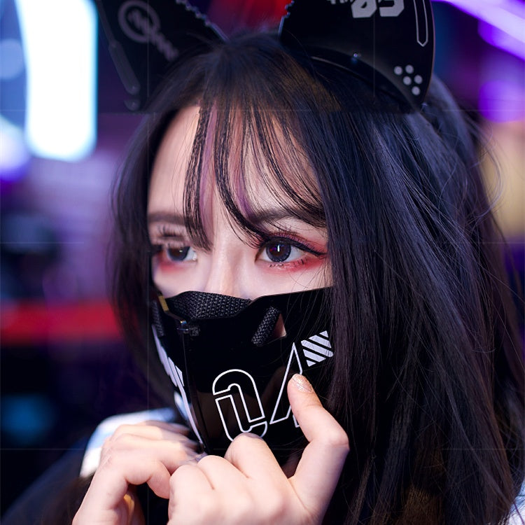 Punk Mask Cat Ears Headband - Function Two-dimensional Sci-fi Machinery
