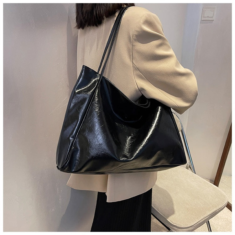 Vintage Women's Tote Bag - Athletic Casual Fashion Large Capacity Leather Shoulder Bag Shopper Harajuku Simple Handbag