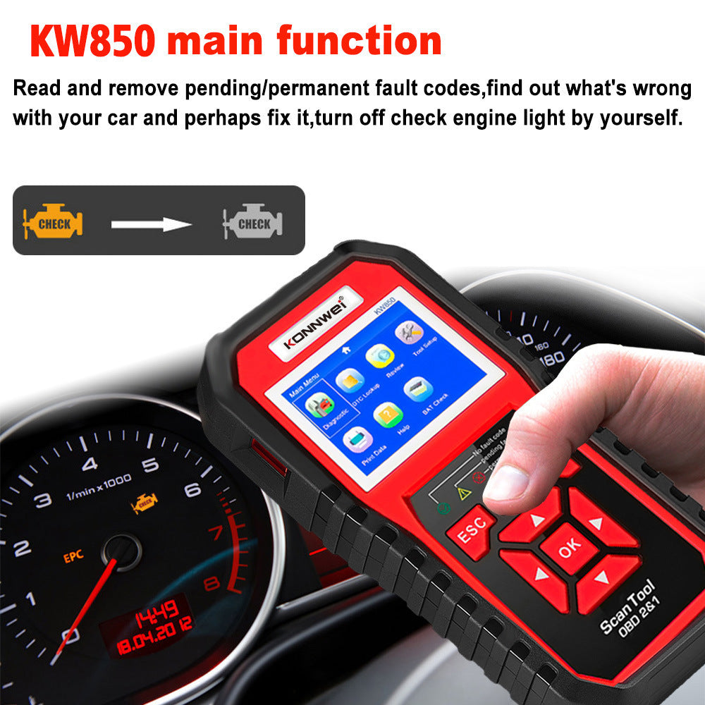 KW850 OBD2 CAN BUS Code Reader - Car Engine Fault Code Detector Scanner