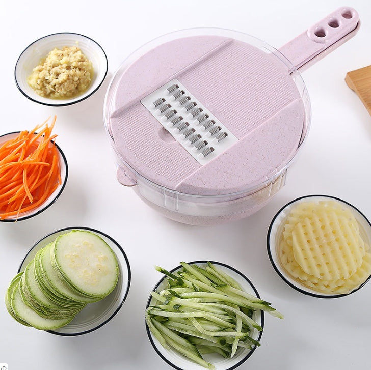 8-in-1 Mandoline Slicer Vegetable Cutter with Drain Basket, Grater & Peeler – Multifunction Kitchen Accessories! Vegetable Slicer, Potato Peeler, Carrot Onion Grater,  Strainer, Vegetable Cutter, Kitchen Accessories - JumoShop