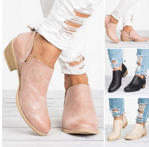 Autumn Women Shoes-  Retro High Heel Ankle Boots