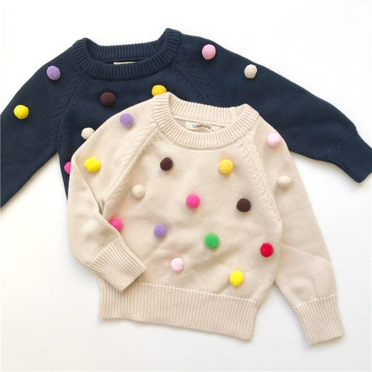 Kids Cardigan Winter Sweater - Balls Design Baby Knitted Cardigans Casual Toddler Boys Sweater Woolen Fleece Girls Sweater
