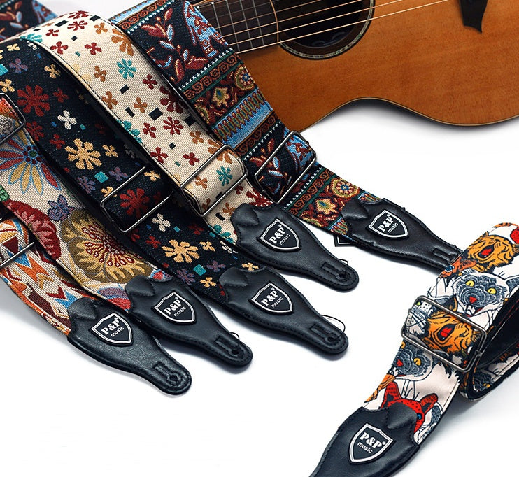Guitar Bass Strap -- embroidery thickening and widening