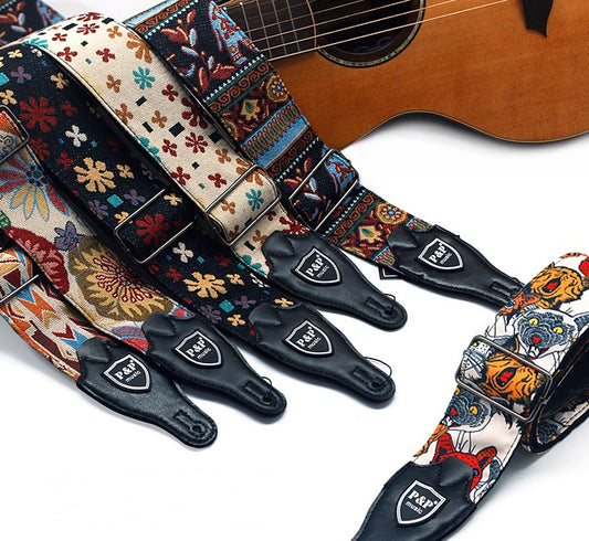 Guitar Bass Strap -- embroidery thickening and widening