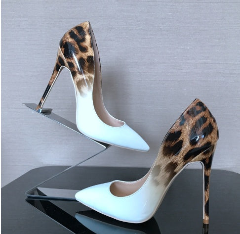 Leopard Sexy Fashion High Heels - Shallow Mouth Pointed Fine with Color Matching