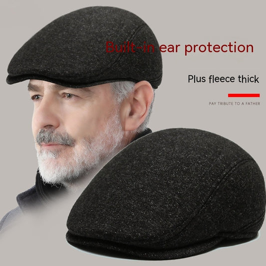 Outdoor Cycling Warm Short Brim Beret  - Middle-aged And Elderly Men Ear Protection Advance Hats